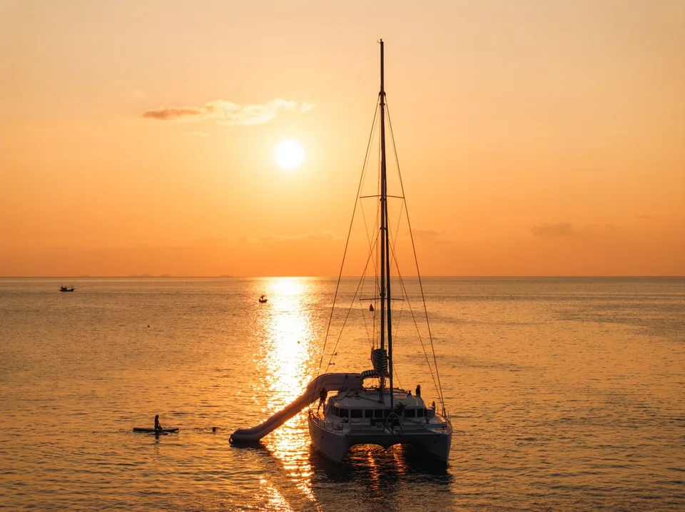Coco Paradise, Yacht beneath the sunset